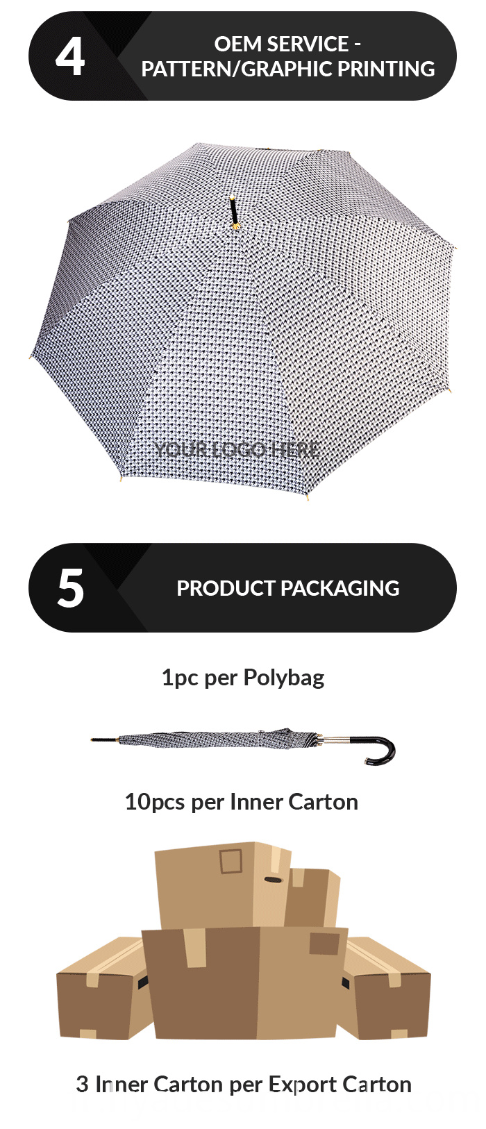 Parapluie droit ouvert coupe-vent léger Auto-vérificateur Windproof Lightweight Houndstooth Check Auto Open Straight Umbrella